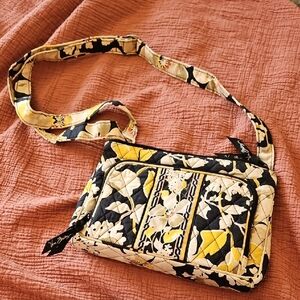 Vera Bradley Black and Yellow Floral Crossbody Bag